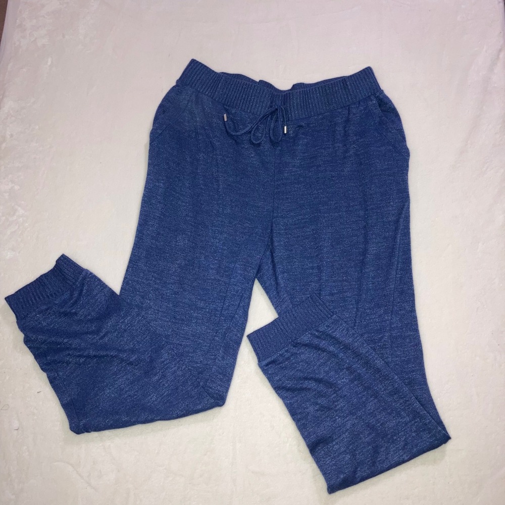 Chicos Zenergy Blue Heathered Knit Jogger Pants Drawstring Womens Sz 2‎ US 12/14